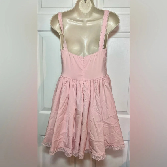 Courecrop Coquette Pink Baby Doll Lace Corset Smock Dress Medium - Picture 7 of 7